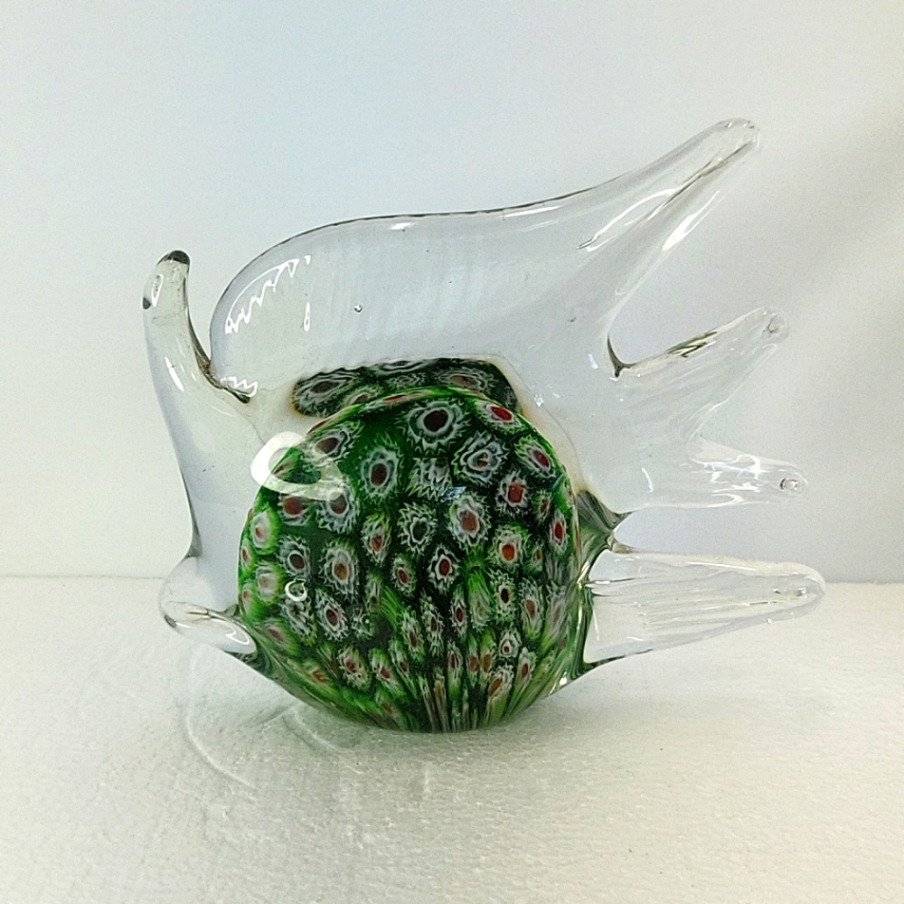 Murano Millefiori Glass Tropical Fish Paperweight
